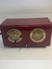 General Electric Cranberry Red 1953 Model 565 clock radio for parts