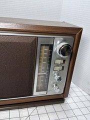 Vintage SONY AM/FM Desktop Radio ICF-9740W Wood Grain Tested Working