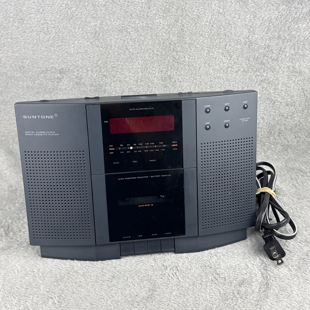 Vintage SUNTONE AM/FM Alarm Clock Radio Cassette Player Model PR610 WORKING