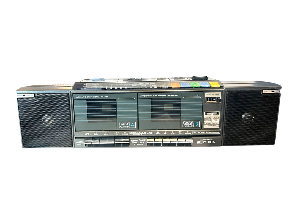 Vintage 1980s Lenoxx Sound AM/FM Radio Dual Cassette Recorder CT-743 Radio Works