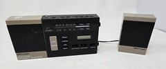 Vintage Clock Radio Stereo System US-2 w/ Built in Speakers 9.5&Prime; x 3.5&Prime; Taiwan