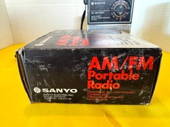 Vintage Sanyo RP-5115U Portable Radio Black AM/FM 2-Band Solid State with Cable