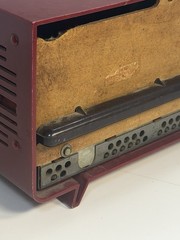 General Electric Cranberry Red 1953 Model 565 clock radio for parts