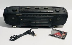 SOUNDDESIGN Cassette Player AM FM Stereo Radio Boombox 4749BLK W/ AC Cord & Tape