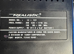 Radio Realistic Brand Model 12-727 AM/FM Portable Radio Tested Working