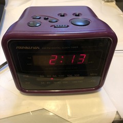 SounDesign Alarm Clock Radio Purple Cube 1980s Dual Alarm SoundDesign