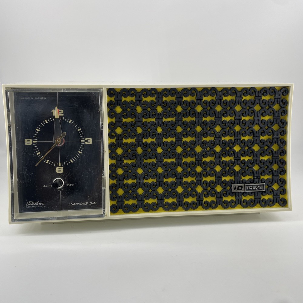 Telechron IDEAL AM/FM RADIO Model 96602 Luminous Dial Clock Vintage Retro Tested
