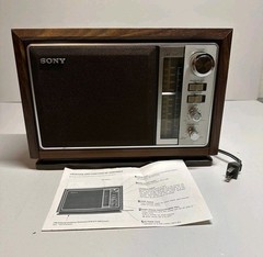 Vintage Sony ICF-9740W FM/AM Table Radio Simulated Wood Cabinet |Tested