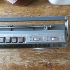Vintage Sears Roebuck SR-3000 Series 80&rsquo;s Silver Mini Stereo Cassette Boombox
