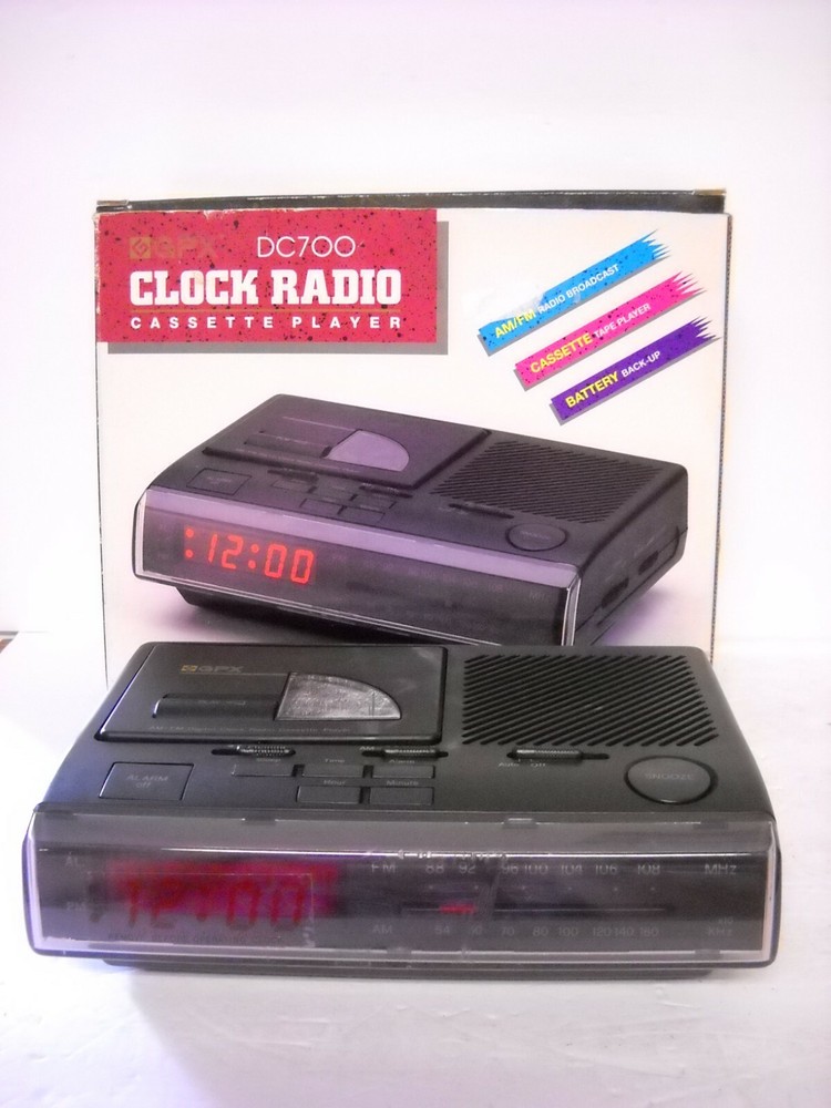 Vintage GPX Clock Radio Cassette Player DC700 Gran Prix, Alarm Clock, AM/FM Used
