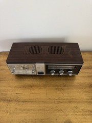W•Lloyds Brown Silver Wired Solid State 2 Speaker Alarm Clock AM Radio Tested