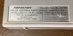 Soundesign 3011 AM/FM Portable Transistor Radio Analog Quartz Alarm Clock Silver