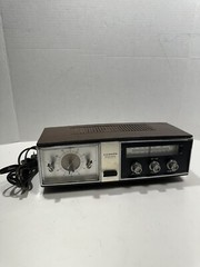 Lloyds Brown Silver Wired Solid State 2 Speaker Alarm Clock AM Radio Works READ*