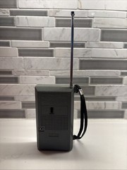 Vintage Sanyo RP5065 AM/FM2-Band Transistor Pocket Radio Silver -TESTED.Strap.