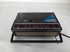 GE AM FM Portable Radio 7-2850B Two-Way Power Handle Tuner Sticker Vintage