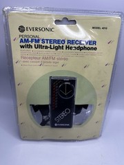 EVERSONIC FM STEREO RECEIVER W/Ultra-Light Headphone Model 4010 NEW!