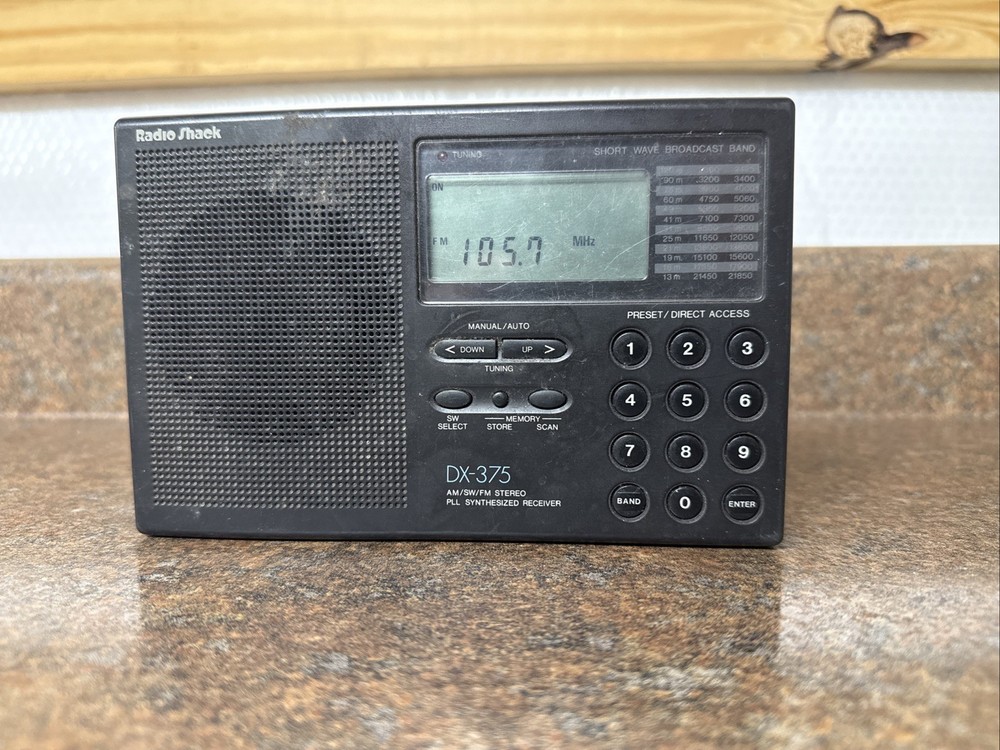 Vintage Radio Shack DX-375 Portable AM FM Short Wave Radio Receiver TESTED WORKS
