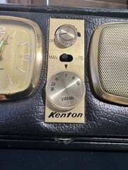 Kenton Portable AM Radio Clock Travel Case Mid Century Black Faux Leather Japan