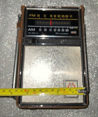 General Electric AM/FM Radio AM/FM Leather Case P-975B Tested Working See Video