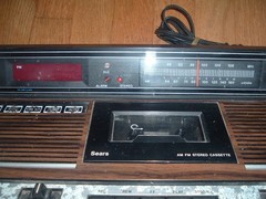 Sears AM/FM cassette Stereo Message Alarm clock radio 1979 model 23400 Works