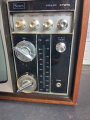Vintage Sears Model 8021 AM/FM clock Radio w/ 8&Prime; Black White Television