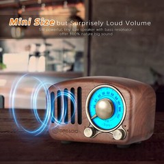 Vintage Retro Bluetooth Speaker Walnut Wooden FM Radio TF Card & MP3 Player