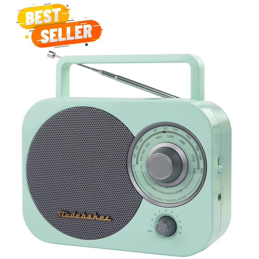 Retro-Inspired Mint Green Portable Radio with AM/FM – Ideal for Nostalgic Music