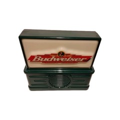 Vintage BUDWEISER Logo-Top Lighted AM/FM Radio Beer Advertising Sign. s5