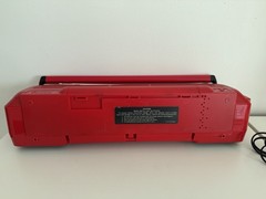VINTAGE SANYO M W737K RED RADIO BOOMBOX DUAL CASSETTE RECORDER AM/FM *Read***