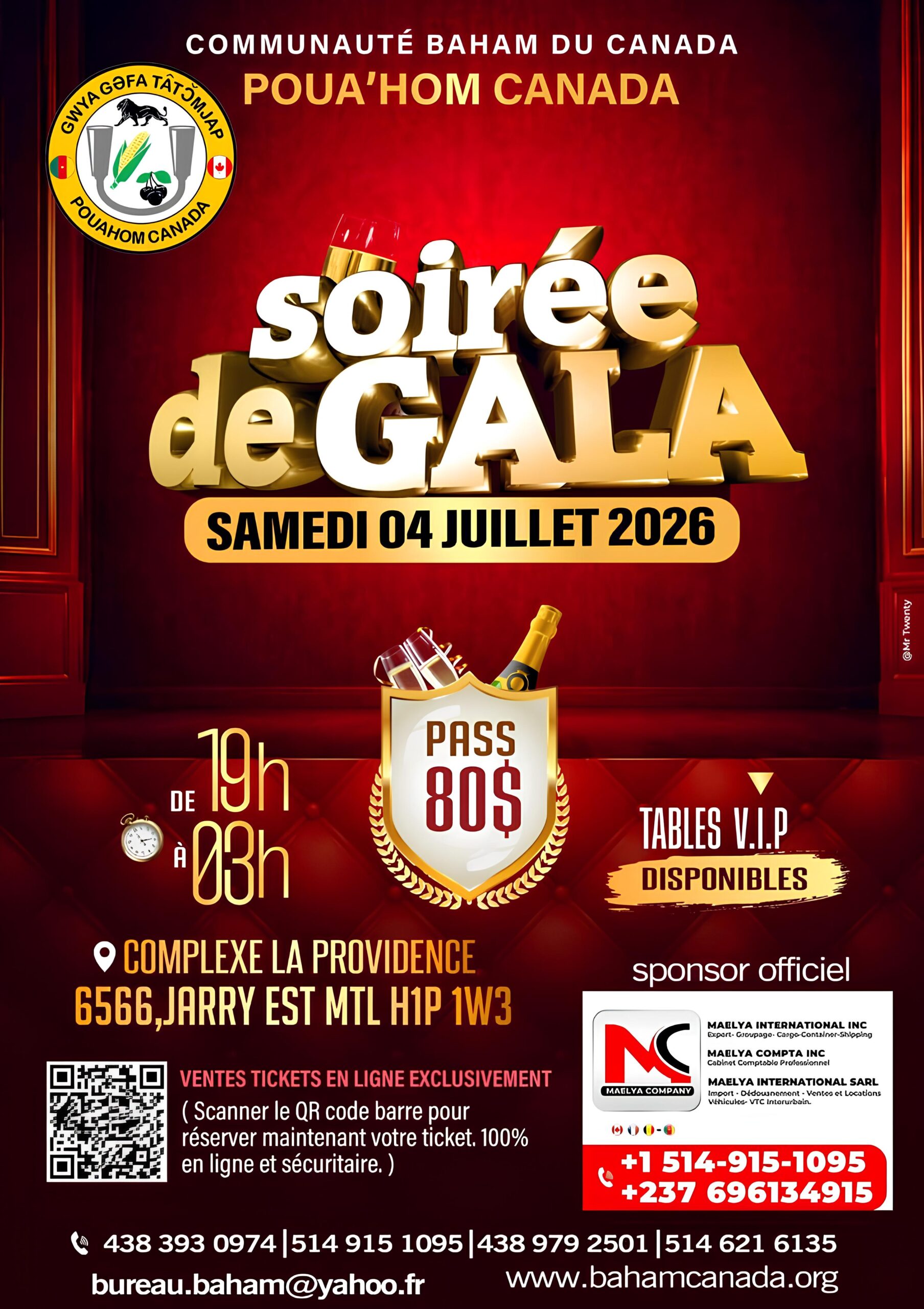 GALA COMMUNAUTÉ BAHAM DU CANADA LE 4 JUILLET 2026