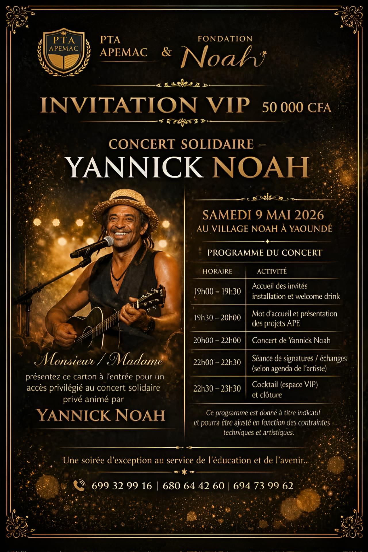 CONCERT SOLIDAIRE AVEC YANNICK NOAH LE 9 MAI 2026