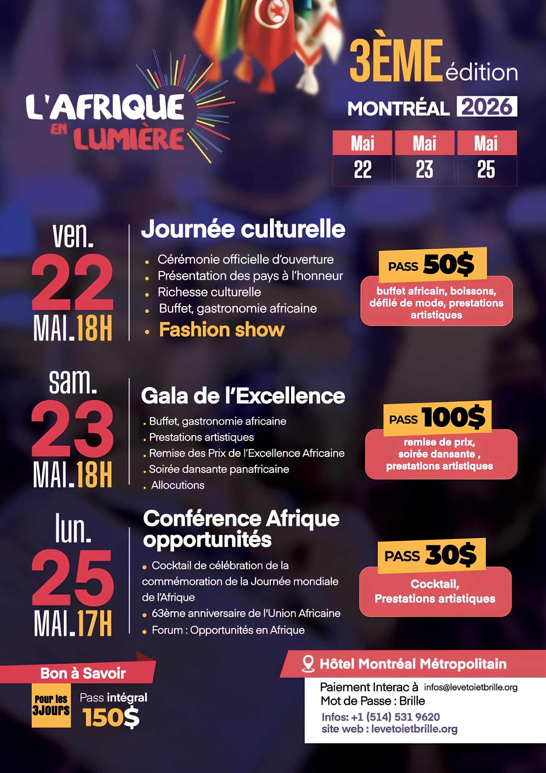 L&rsquo;AFRIQUE EN LUMIÈRE À MONTRÉAL LE 22-23-25 MAI 2026
